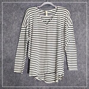 Jolie Tunic L Dolman Long Sleeve Gray Strappy‎ Neck Lightweight Preppy Casual